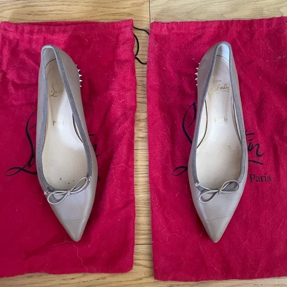Christian Louboutin Tan Studded Flats